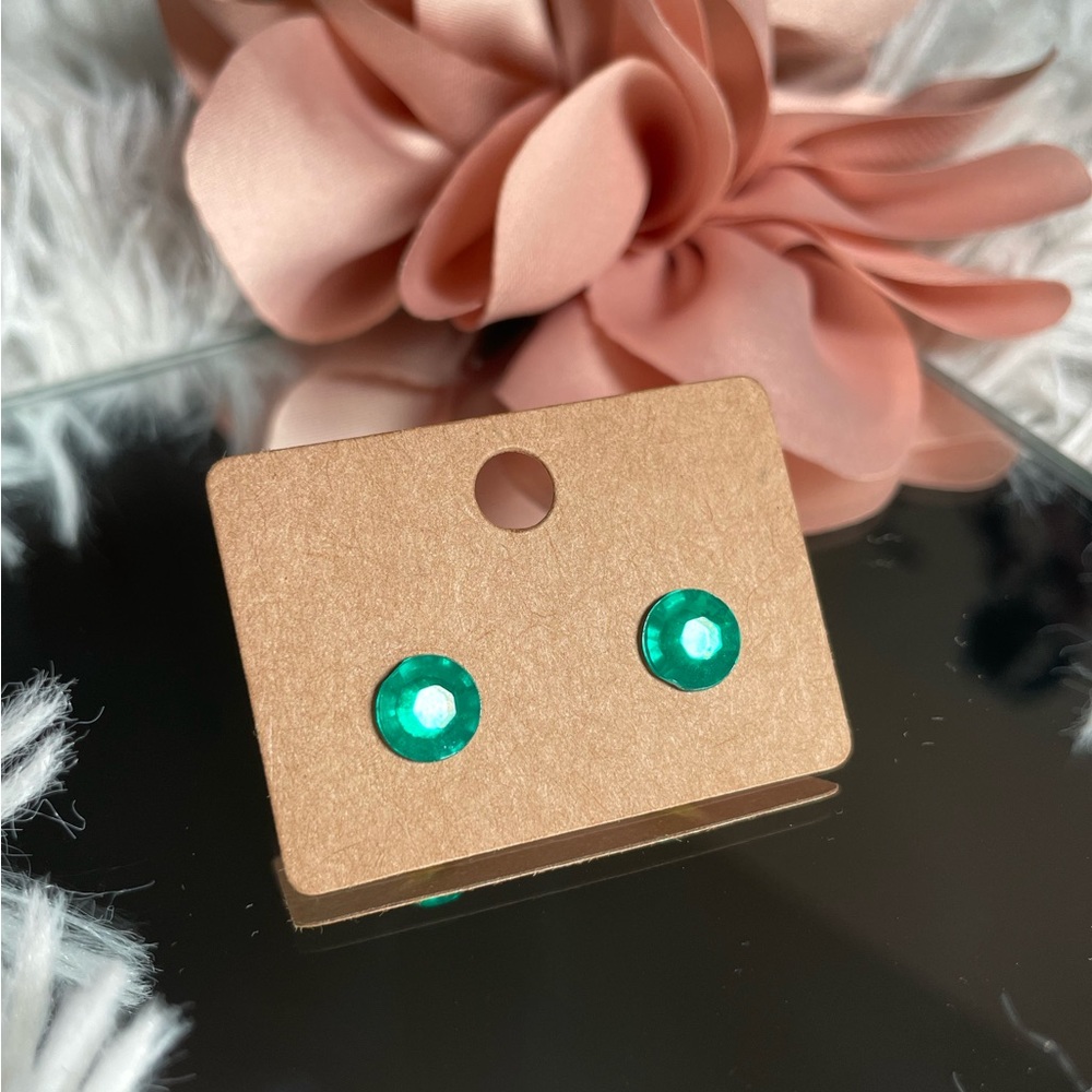 Teal Aqua Blue y2k Rhinestone Earrings